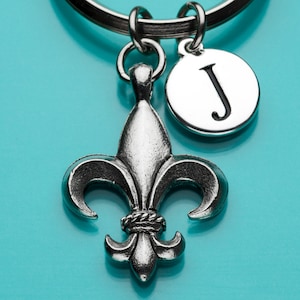 Fleur de Lis-sleutelhanger, Fleur de Lis-sleutelhanger, Franse heraldiek, lelie, eerste sleutelhanger, gepersonaliseerde sleutelhanger, cadeau onder de 25, bedel, 142