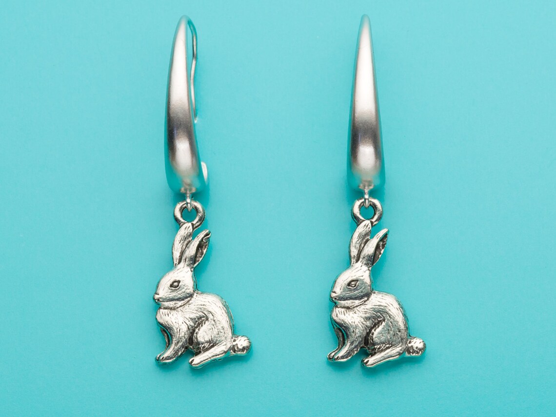 Bunny Earrings Bunny Rabbit Earrings Animal Charm Earrings Etsy