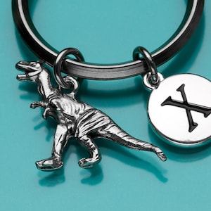 Tyrannosaurus Rex Keychain, Dinosaur Key Ring, T Rex Dino Charm, Prehistoric Charm, Initial Keychain, Personalized, Charm Keychain, 807