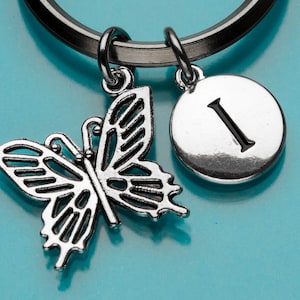 Butterfly Keychain, Cute Butterfly Key Ring, Initial Keychain, Personalized Keychain, Custom Keychain, Charm Keychain, 918