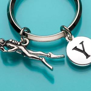 Scuba Diving Keychain, Scuba Key Ring, Sports, Initial Keychain, Personalized Keychain, Custom Keychain, Charm Keychain, 647