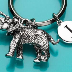 Elephant Keychain, Textured Elephant Key Ring, Animal Charm, Initial Keychain, Personalized Keychain, Custom Keychain, Charm Keychain, 225