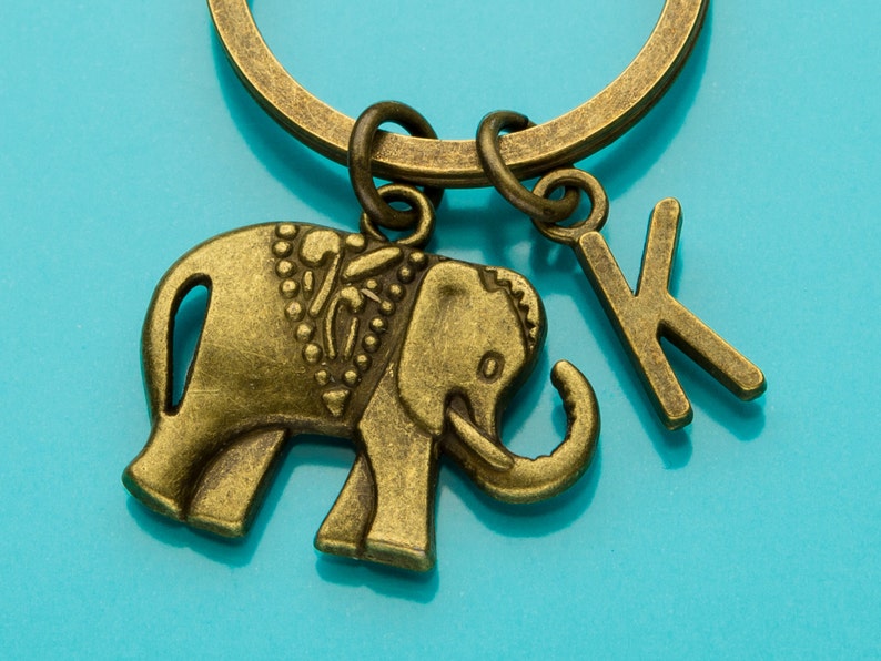 Elephant Keychain Bronze Elephant Key Ring Animal Charm Etsy