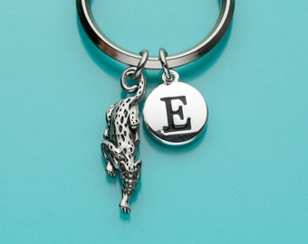 Jaguar Keychain, Jaguar Key Ring, Cat Charm, Jungle Animal, Initial Keychain, Personalized Keychain, Custom Keychain, Charm Keychain, 205
