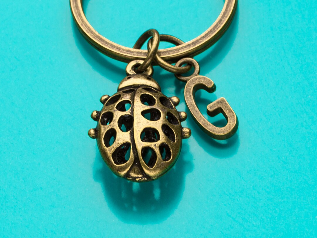 Ladybug Keychain Ladybug Key Ring Bug Charm Initial Etsy