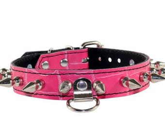 collar human leather purple