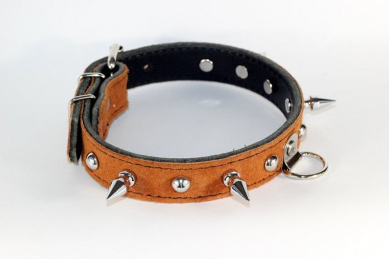 Brown Suede Spiked Human Collar Brown Leather Human Collar Etsy