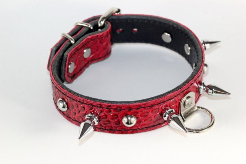 Red Spiked Collar Spiked Red Leather Human Collar Red Human Etsy