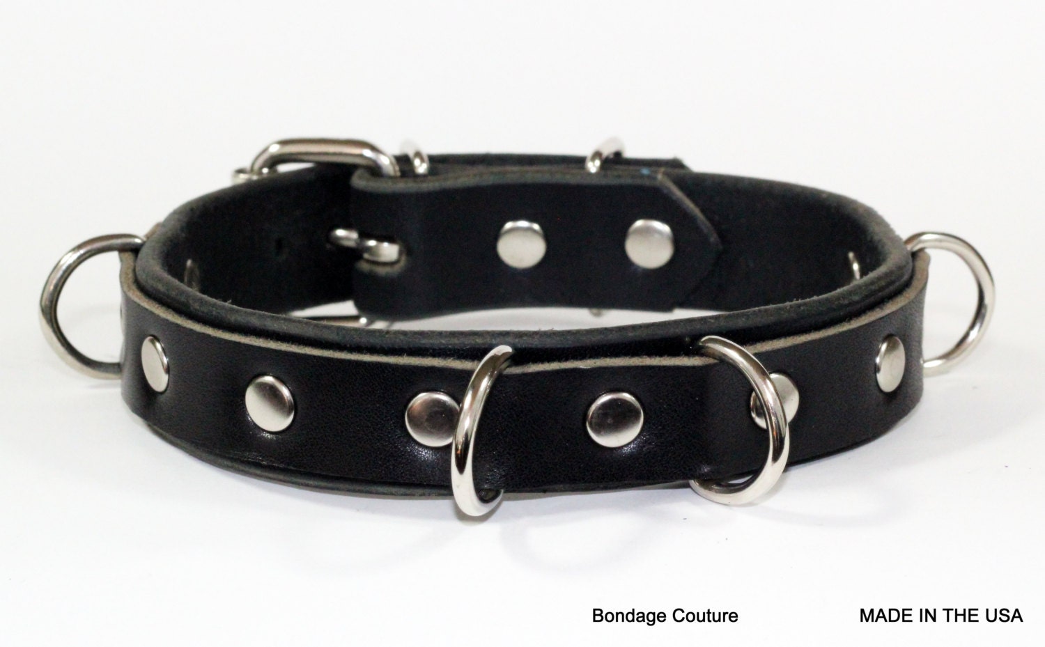 Bdsm Collar Bondage Studded Leather Collar 1 Black Etsy