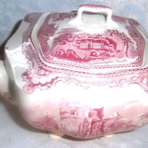JOHNSON BROS – ENGLAND – Pink & White Transferware  – Tea Pot