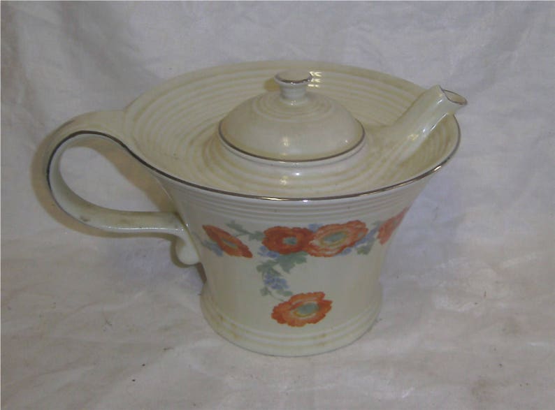 Hall China Orange Poppy Melody Teapot 1930's Etsy