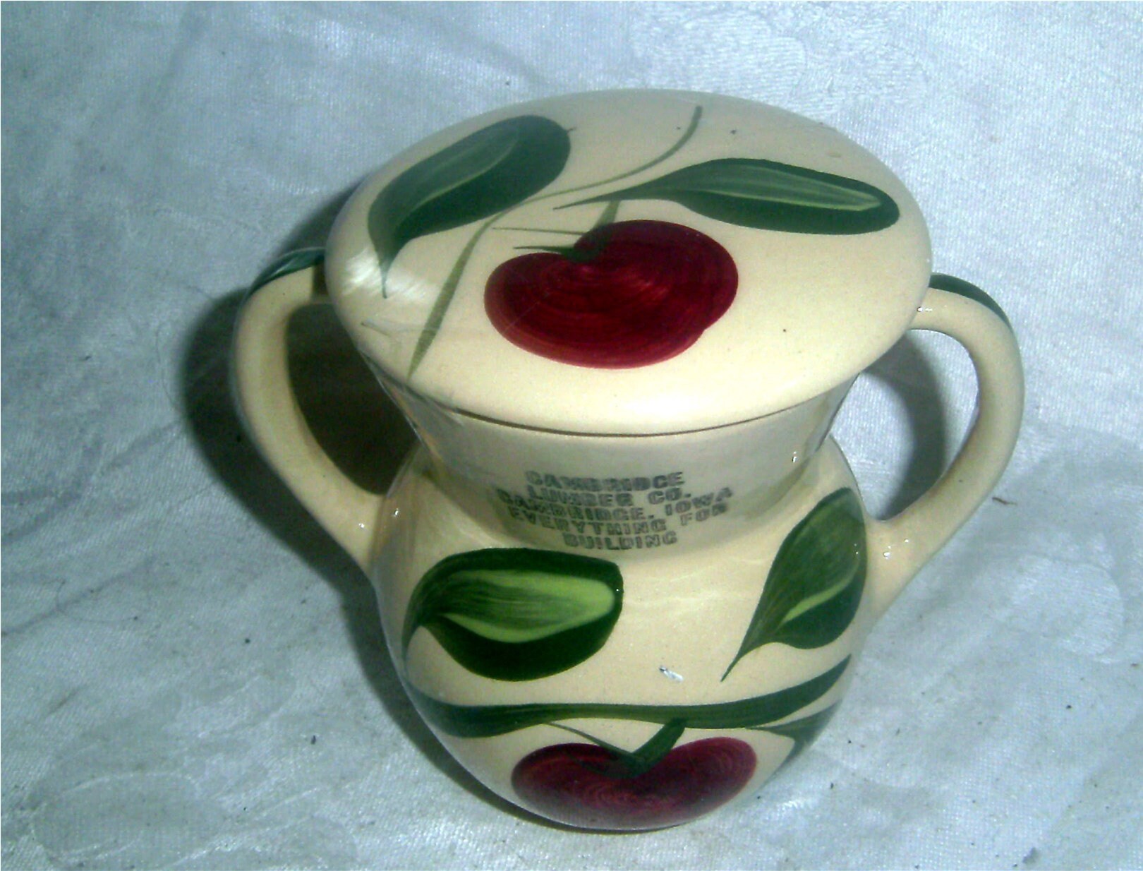 WATTS POTTERY Apple Sugar Bowl/lid Cambridge Lumber Etsy