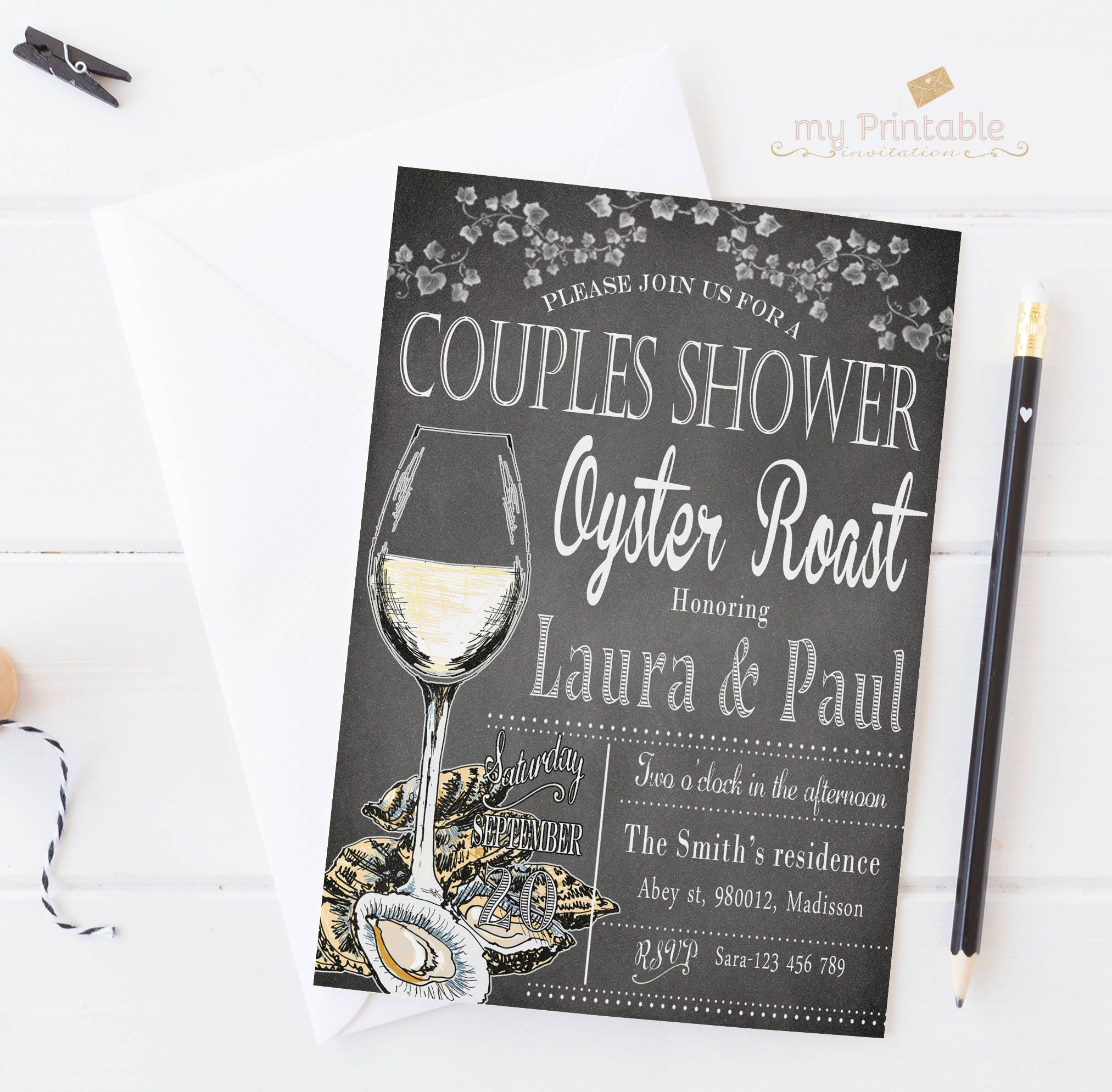 Oyster Roast Invitation / Digital Printable engagement party