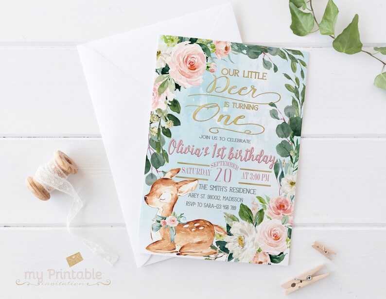 Woodland themed birthday boy invitation editable printable ...