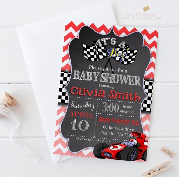 Race Car Baby Shower Invitations Car Baby Shower Boy Baby Etsy