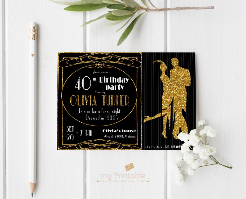 Roaring 20s Invitation editable printable invitation Etsy