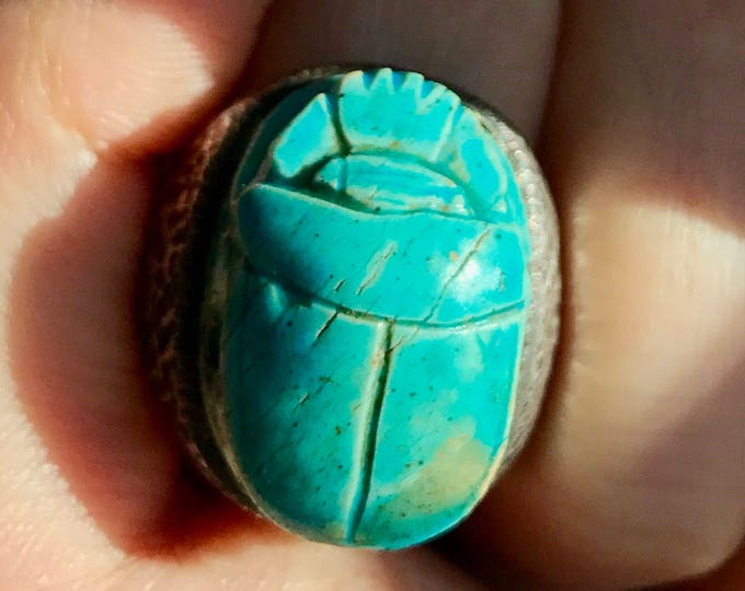Majestic Scarab Turquoise Sterling Silver Ring Faience Scarab - Etsy