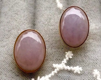 Majestic 14K natural lavender jade earrings statement piece 32 CT