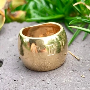 Vintage cigar band heavy 14K gold initial marked 3-3
