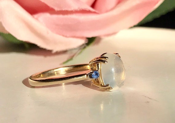 14K moonstone sapphire engagement ring vintage mo… - image 2