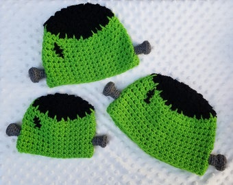 Crocheted Frankenstein Hats