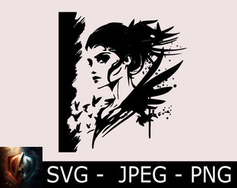 Morrigan Witch SVG JPEG PNG Cutting Template, Vinyl Template