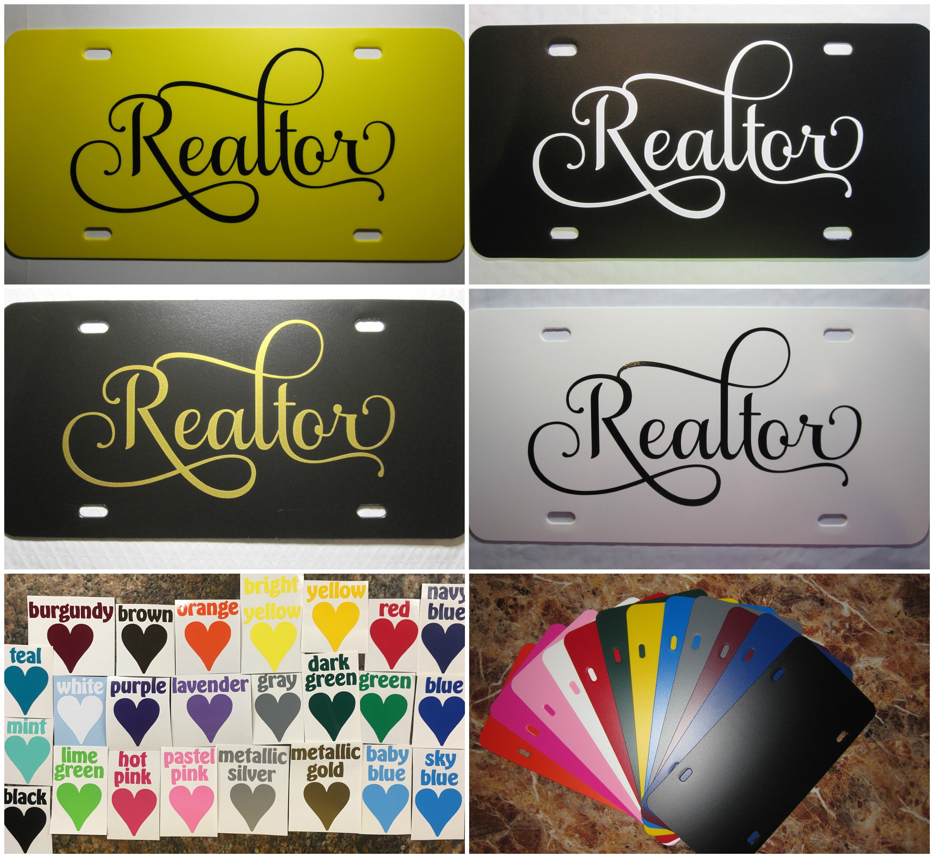 REALTOR License Plate choose Your Plate AND Lettering Color Etsy
