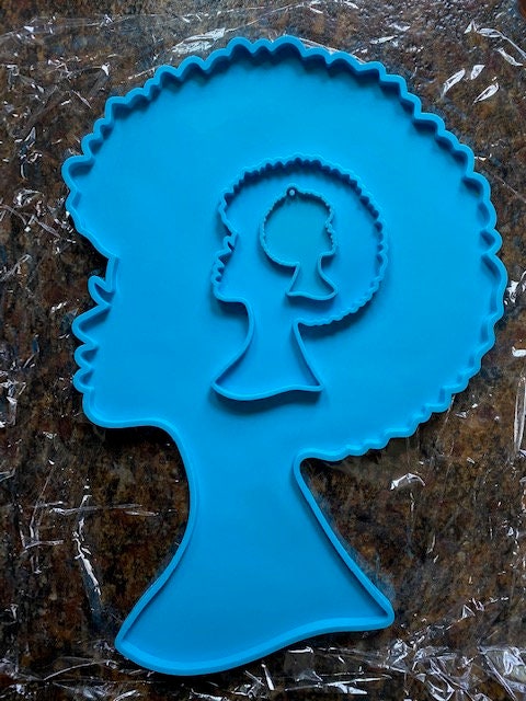 US Seller . Afro Girl Silicone Mold * Epoxy Resin Mold, Centerpiece, …