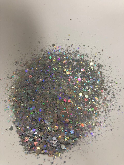 Holographic SILVER Glitter* polyester glitter * tumblers, crafts, sli…