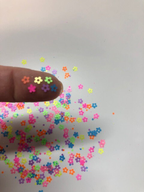 Neon Flower shaped glitter * polyester * tumblers, crafts, slime, scr…