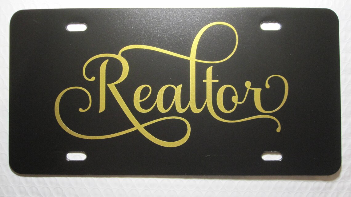 REALTOR License Plate choose Your Plate AND Lettering Color Etsy