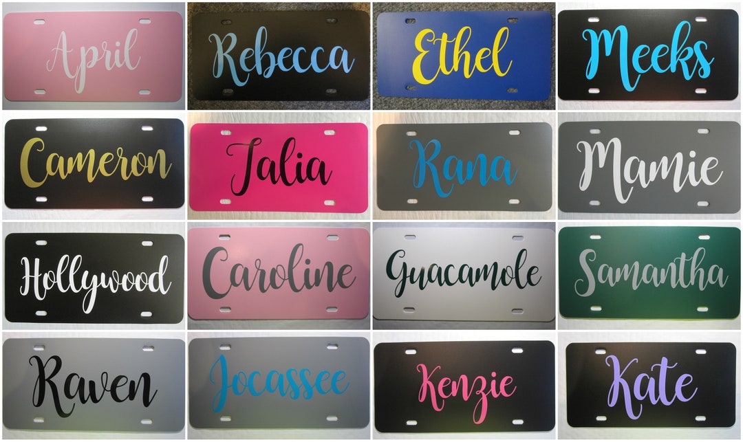 Personalized License Plate choose Your Plate AND Lettering Color Fancy
