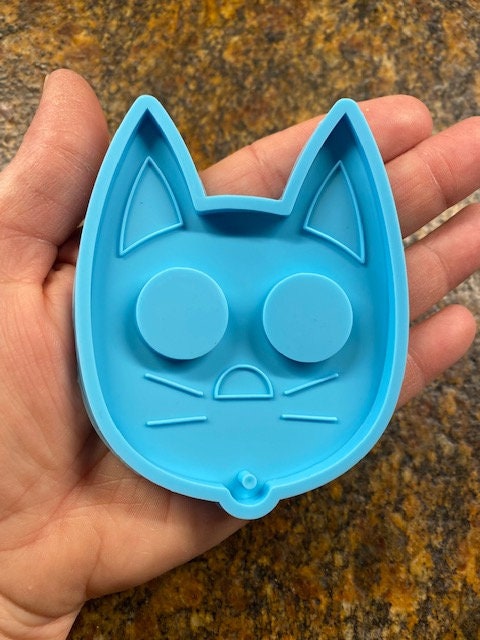 US Seller, Cat Silicone Mold with hole * Epoxy Resin Mold * Shiny Mol…