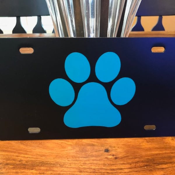 Paw Print License Plate ~Choose your Plate AND Lettering Color~ | vanity | custom | pawprint |