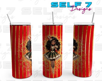 Black Woman Nutcracker red and gold 20oz tumbler png
