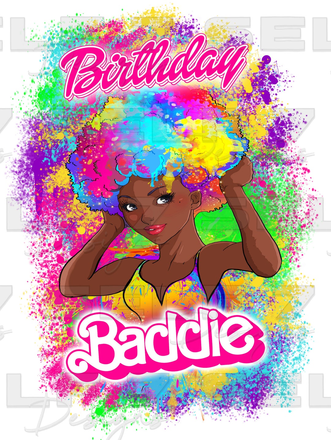 Birthday Baddie Colorful Birthday Image Png - Etsy