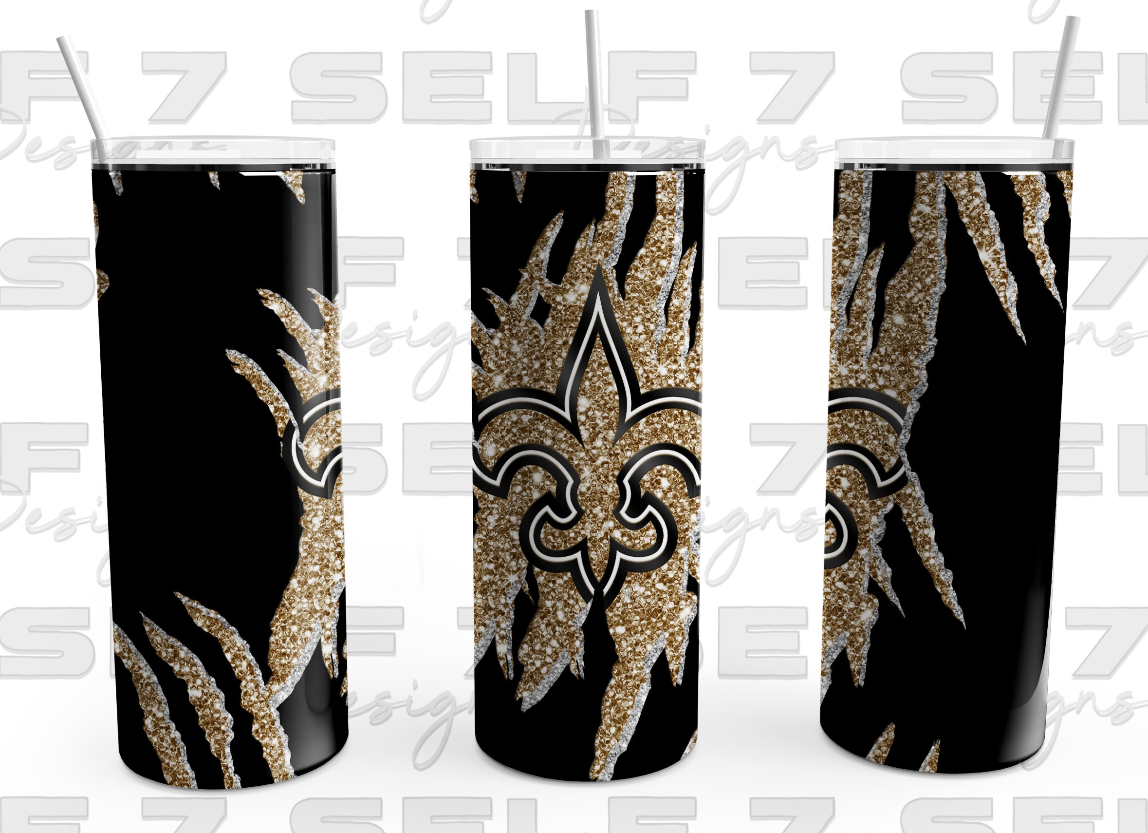 New Orleans Saints Glitter Stainless Steel Tumbler · Krave Designs