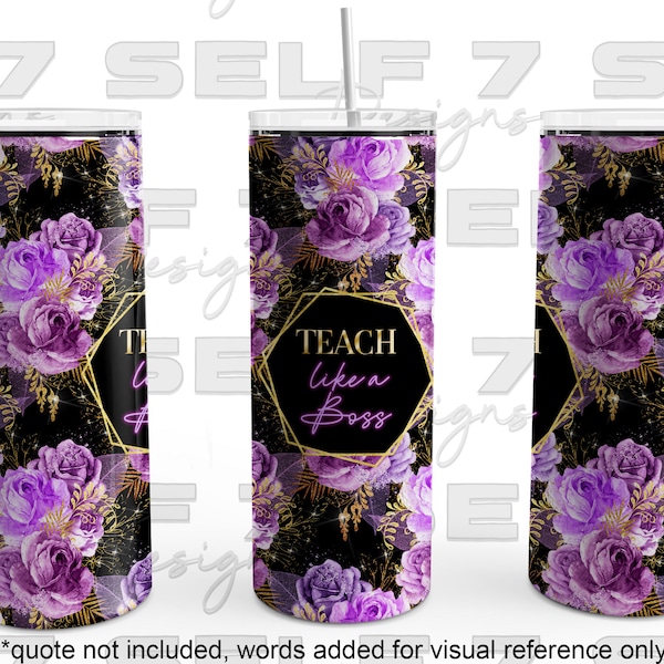 Purple rose gold glitter floral tumbler png