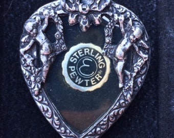 Sterling Pewter Heart Pin or Pendant Mount