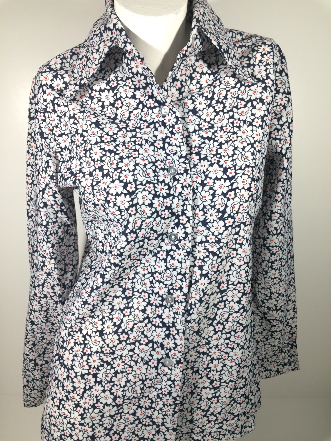 Retro Vintage 1970's butterfly-collar woman's shirt | Etsy