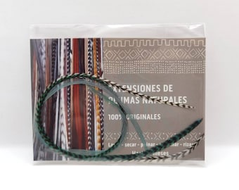 Pack 3 Natural Feather Extensions, Emerald