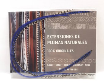 Pack 3 Extensiones de plumas naturales Azul Electrico