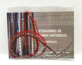 Pack 3 Extensiones de plumas Naturales, Rojo