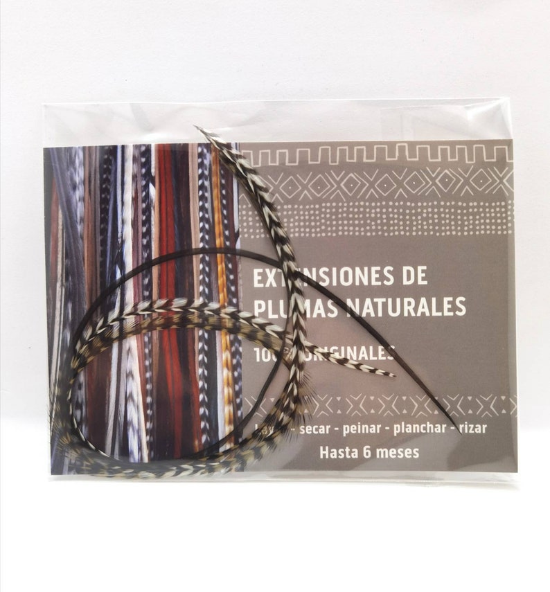 Pack 3 Extensiones de plumas naturales kaki imagen 1