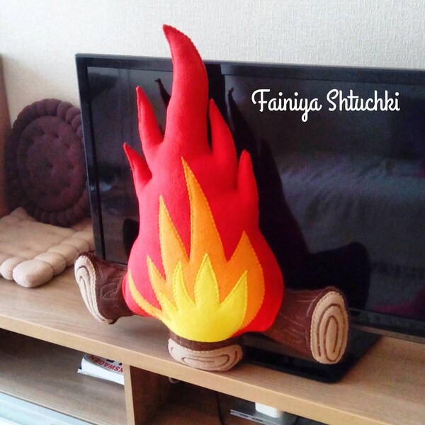 Bonfire - Rustic Fire Pillow - Home Decor - Campfire - Red Pillow