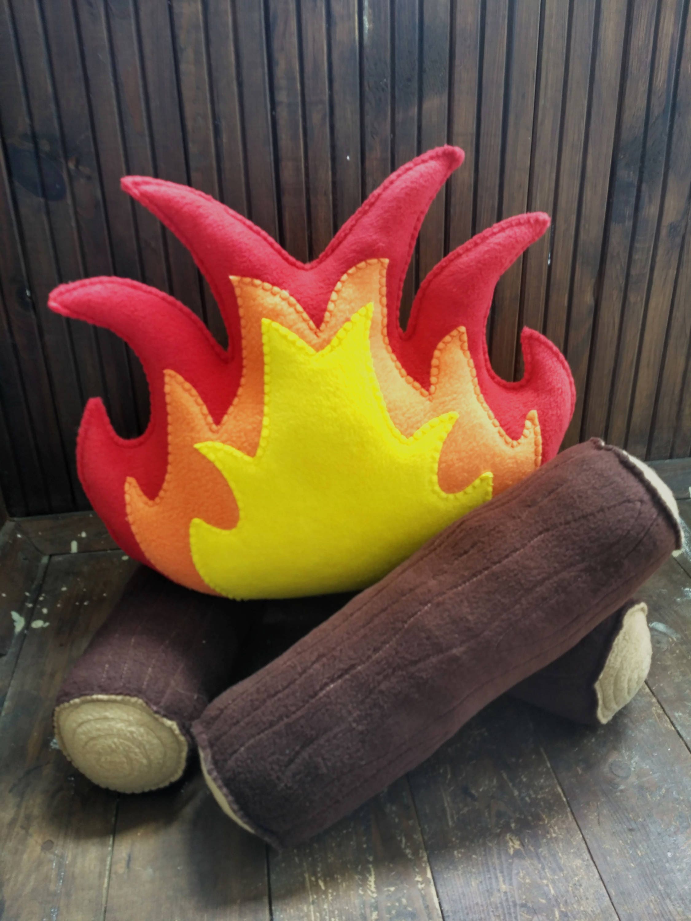 Bonfire Rustic Fire Pillow Home Decor Campfire Red Etsy