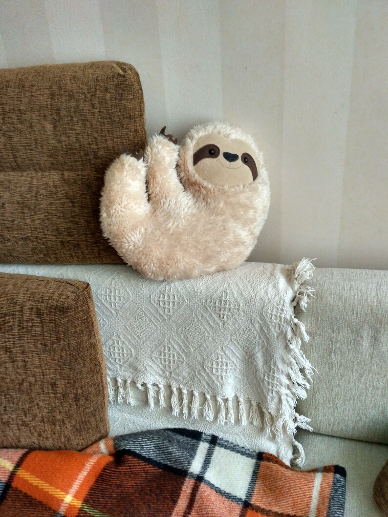 Sloth Pillow beige Cute Toy Kidsroom Decor | Etsy