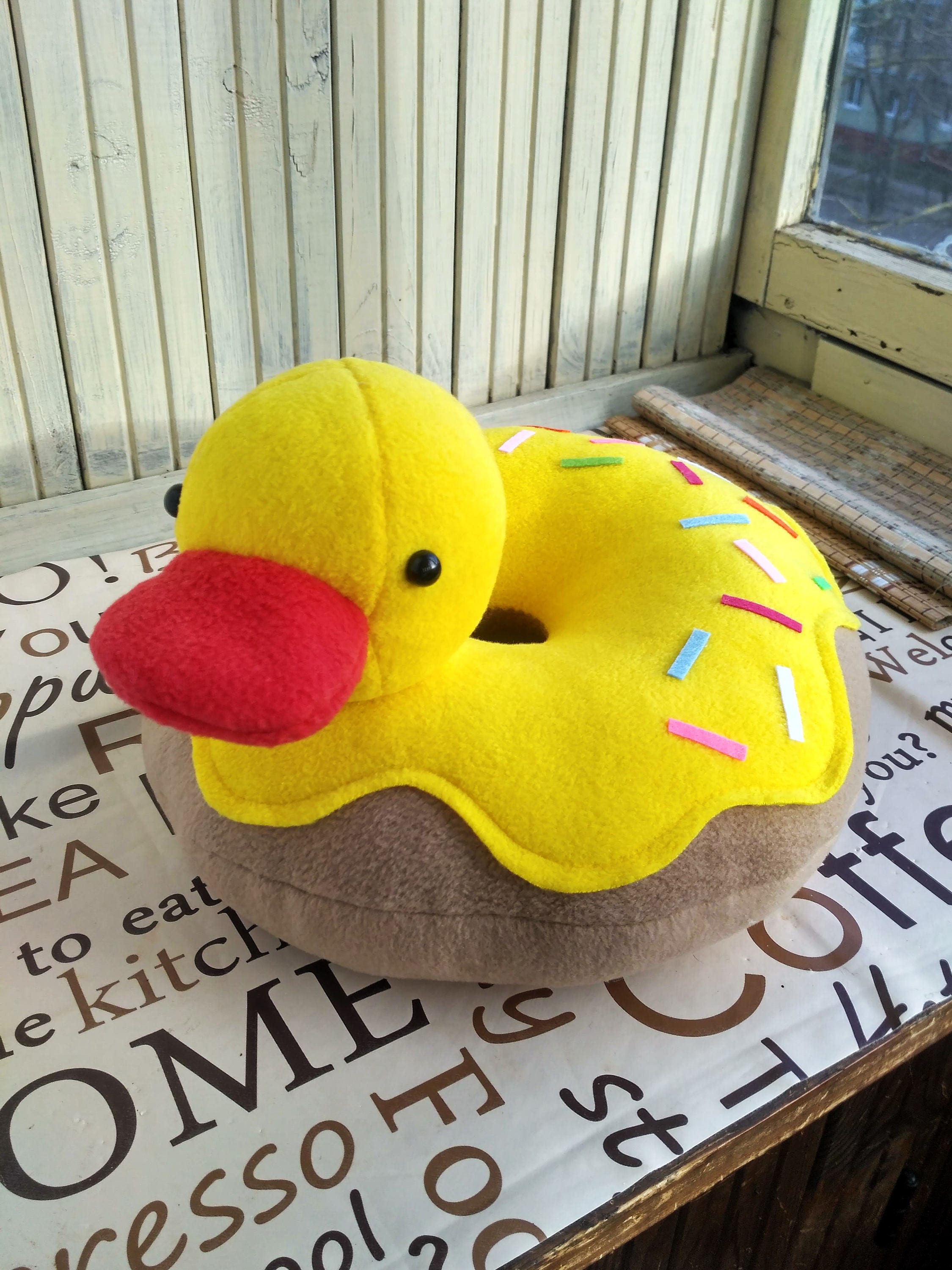 Rubber Duck Pillow PlushDonut PillowYellow pillow Etsy