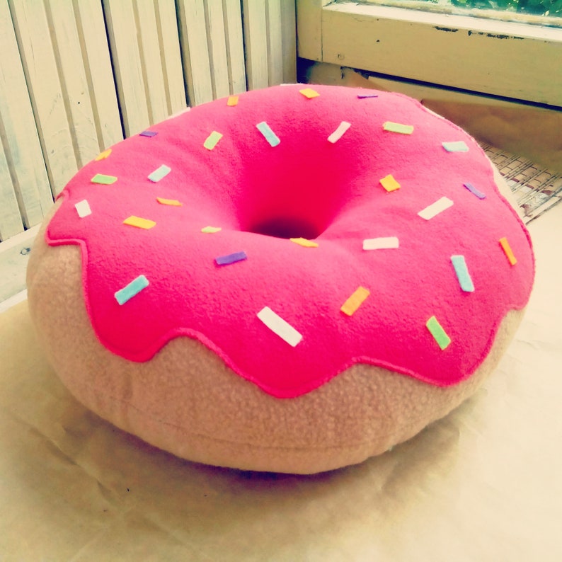 Donut cushion pink donut cushion donuts lovers sweet donut Etsy