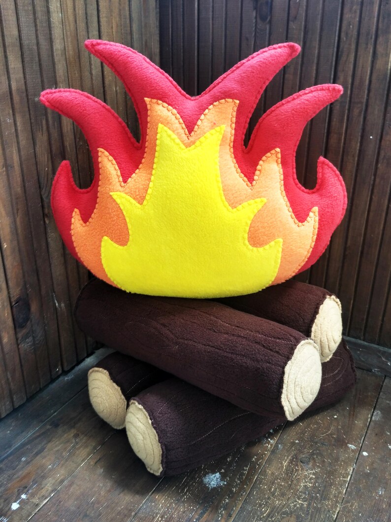 Bonfire Rustic Fire Pillow Home Decor Campfire Red Etsy